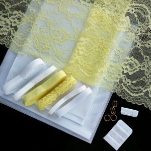 white yellow lingerie making kit with lace