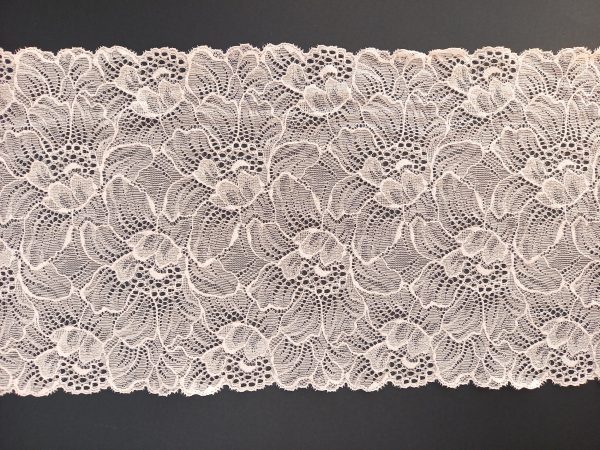 pale peach stretch lace scalloped edge