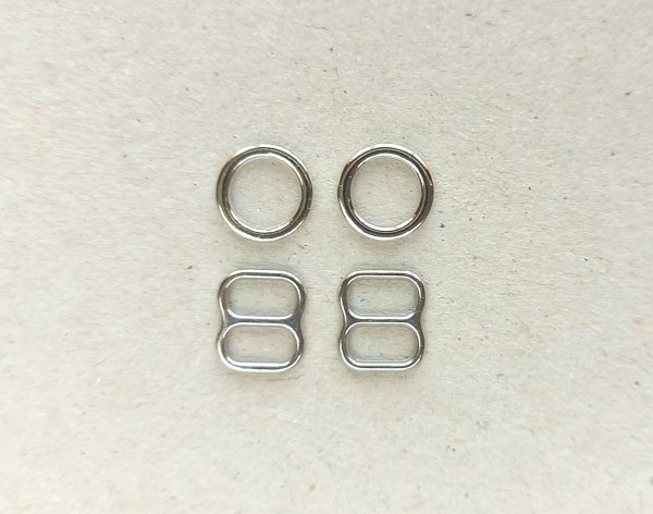 silver metal rings and sliders 6 mm